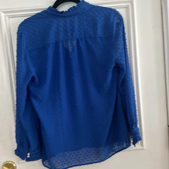 J. Crew 3/4 Sleeve Blue Blouse - Picture 4 of 4